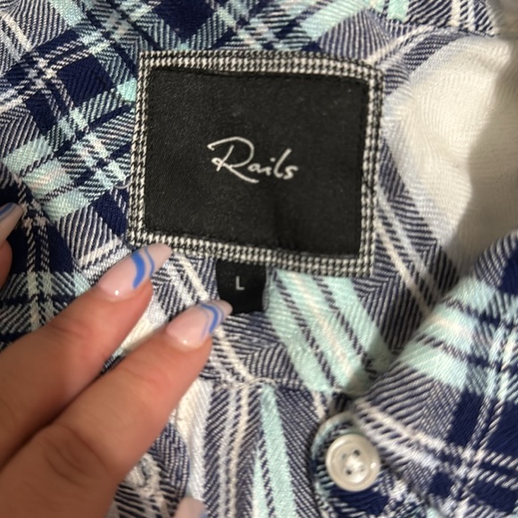 Rails Blue, White, and Turquoise Flannel - Picture 4 of 5